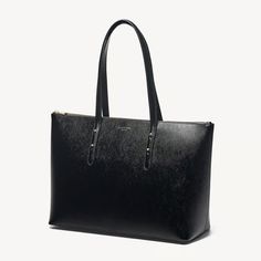 Zipped Regent Tote in Black Saffiano | Aspinal of London Classic Tote Laptop Bag With Zipper, Classic Tote Laptop Bag With Zipper Closure, Classic Laptop Tote Bag With Zipper Closure, Classic Laptop Tote Bag With Zipper, Elegant Large Capacity Laptop Bag For Everyday, Elegant Tote Laptop Bag With Zipper Closure, Elegant Laptop Tote Bag With Zipper Closure, Chic Tote Laptop Bag With Zipper Closure, Workwear Tote Briefcase With Zipper Closure