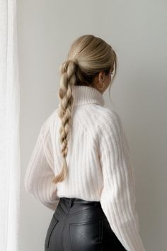 Easy Winter Hairstyles, Alex Gaboury, Winter Hairstyle, Long Hair Hairstyles, Medium Long Hair, Work Hairstyles, Hair Medium, Braided Ponytail