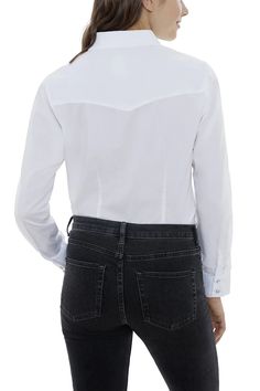 Traditionally styled, this solid western shirt features two front flap pockets and snap detailing for an effortless look that embraces the Western spirit. Details: 65% Poly 35% Cotton Easy Care Fabric Pearlized Snaps Western Pockets Western Yokes Western Shirt, Ely, Western Shirts, White Long Sleeve, Flap Pocket, Long Sleeve, Fabric, White