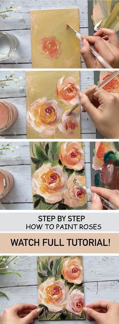 step by step instructions to paint flowers on canvases