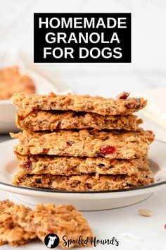 homemade granola for dogs stacked on top of each other