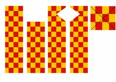 an orange and yellow checkerboard pattern with a white square in the middle on top