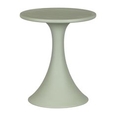 a small white table with a round top on a white background for use as an accent piece