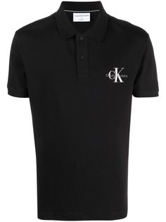 black stretch-cotton logo print at the chest polo collar short front button fastening short sleeves straight hem Logo Items, Jeans Logo, Cotton Polo Shirt, Camisa Polo, Cotton Logo, Cotton Polo, Polo Collar, Black Stretch, Calvin Klein Jeans