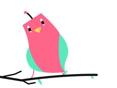 a pink and green bird sitting on top of a tree branch with its eyes closed