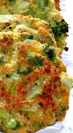 broccoli and cheese fritters on a white plate