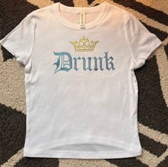 Baby Tee Perfect for 21st Birthday, The 4th or bachelorette!  This baby SHINES! The photos do not show how truly stunning it is!    These come true to size so please size accordingly :) The size chart in photos will help with the perfect fit. Pro Tip try measuring your favorite top and compare! All items are made to order and that makes all sales final. With that being said customer service is my #1 priority. If you ever have any issue with a product please reach out and I will be more than happ Senior Bar Crawl, 21st Birthday Outfits, Birthday Bar, Style Birthday, Bar Crawl, Y2k Crop Top, 2000s Style, Y2k Baby Tee, Birthday Tee