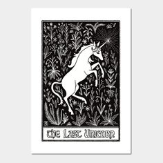 a black and white drawing of a unicorn with the words live last unicorn on it