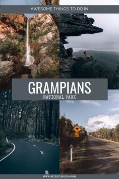 there are many different pictures with the words grampanis national park on it's side