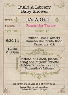 an old fashioned baby shower ticket with the words it's a girl