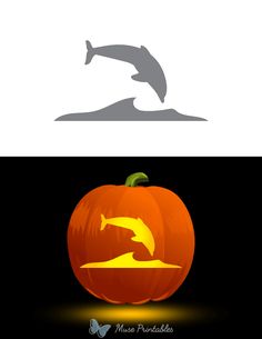 an orange pumpkin with a dolphin on it