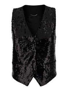 Vest Black Sleeveless Front button closure Tonal buttons Sequin embellishments on the front Tech fabric Regular fitComposition: 100% POLYESTER Pleats Please Issey Miyake, Outerwear Vest, Sleeveless Vest, Black Blazer, Black Sleeveless, Yoga Wear, Outerwear Women, The List, Nightwear