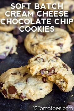 chocolate chip cookies on a baking sheet ready to be eaten