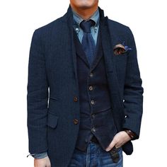 Blazer de tweed retro vintage para hombre, blazer en espiga, abrigo deportivo regular de talla grande, botonadura sencilla, dos botones, negro, champán, burdeos, azul, 2024 2024 - €76.99 Herringbone Blazer, Tuxedo Suit, Sports Blazer, Tweed Blazer, Jackets Online, Jacket Buttons, Sport Coat, Single Breasted, Blazer Suit