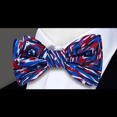 Celebrate in Style with our American Flag Silk Bow Tie! Looking to add a patriotic touch to your ensemble? Look no further than our American Flag Silk Bow Tie! With its striking red, white, and blue color scheme and abstract American flag pattern, this bow tie is the perfect accessory for showing off your pride and patriotism. Whether you're attending a Fourth of July celebration, Memorial Day barbecue, or simply want to add a touch of Americana to your outfit, our American Flag Silk Bow Tie is Red Summer Bow Tie, Abstract American Flag, Fourth Of July Celebration, Brown Bow Tie, Grey Bow Tie, Yellow Bow Tie, Types Of Bows, Purple Bow Tie, Polka Dot Bow Tie