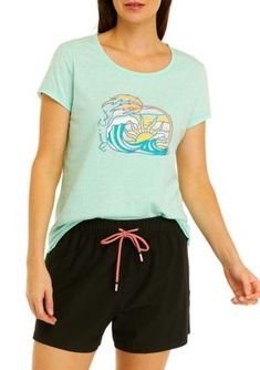 Take on a sunny day in this breezy short sleeve graphic T-shirt from Ocean + Coast. Throw on sandals and shorts for a casual day-out ensemble. | Ocean + Coast Women's Short Sleeve Graphic T-Shirt, Small Comfortable Summer T-shirt For Leisure, Short Sleeve Tops For Spring And Summer Activities, Short Sleeve T-shirt For Spring Summer Activities, Casual Tops For Summer Activities In Spring, Casual Tops For Spring And Summer Activities, Casual Tops For Summer And Spring, Comfortable Summer Vacation T-shirt, Comfortable Summer T-shirt For Vacation, Comfortable Summer Leisure T-shirt