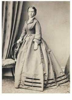 Day dress with revers, provided by Jenny Allison Stanley. 1860s Day Dress, Hoop Dress, Victorian Photography, Antique Portraits, Period Dress