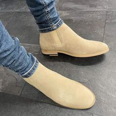 Handmade+Mens+Beige+Suede+ankle+boots,+Men+casual+Black+leathersole+sole+Chelsea+boots ++++++++++Material: • ++++++++Shoe+Upper+Suede..+ • Shoe+Lining+Soft+Leather • Shoe+Sole+Genuine+Leather+ • Awesome+Looking+Boot • Heel+Genuine+Leather. • Finest+Finishing+Beige. • 100%+Satisfacti... Chelsea Boots Men Outfit, Chelsea Boots Outfit, Boots Men Outfit, Gents Shoes, Boots Outfit Men, Mens Business Casual Outfits, Mens Dress Boots, Mens Boots Casual, Men Fashion Casual Shirts