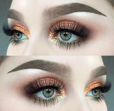 Central Heterochromia, Stunning Makeup Looks, Green Eyes Pop, Looks For Green Eyes, Bronze Eye Makeup, Gold Makeup Looks, Pretty Eye Makeup, Make Up Ideas