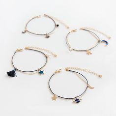 My universe starry sky! Original hand-woven anklet bracelet female personality simple Korean version of the wild student jewelry Woven Anklet, Cincin Diy, Mrs Necklace, Korean Accessories, Honey Shop, Gelang Manik-manik, Layered Bracelet, My Universe, Woman Personality