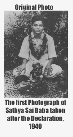 the first photograph of satiya sai baba taken after the declaration, 1940