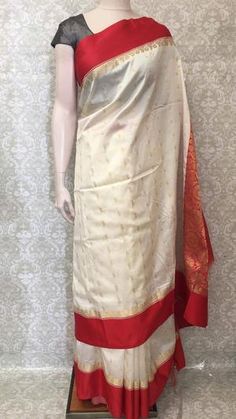 Bengal Silk Saree – Sarang White And Red, Coat Dress, Silk Saree, Skirt Length, Size Clothing