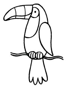 a drawing of a toucan sitting on a branch