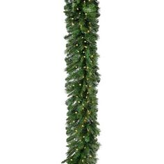 a christmas garland with lights hanging from it's side on a white background,