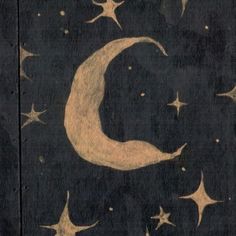 an artistic drawing of a crescent and stars