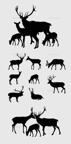 the silhouettes of deer and antelope are shown in this graphic art work