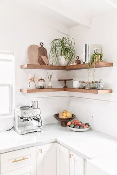 the kitchen counter is clean and ready to be used for breakfast or brunch