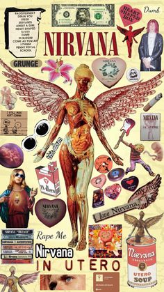 a collage of various items and symbols in the shape of a woman's body