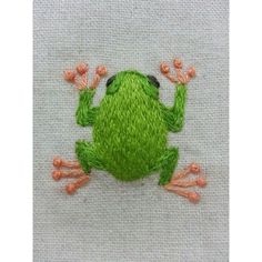 a close up of a frog on a piece of cloth