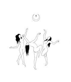 three women are playing with a ball in the air