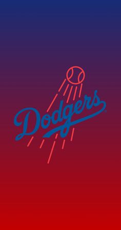 the dodgers logo on a red and blue background