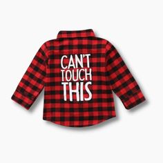 Every boy needs a classic check pattern shirt in their wardrobe. This "Can't Touch This" shirt streetwear that'll make your little one the most on-trend kid in the gang. This red and black shirt features a classic collar, a button fastening, long sleeves, fitted cuffs, and a check pattern. Team it with jeans, track pants, a hat, short shoes for a complete look. Influencer @twins_rustemi Influencer @Getoari_Noari Material: Polyester, cotton Sleeve Length(cm): Full Pattern Type: Plaid Clothing Len Cant Touch This, Red And Black Shirt, Plaid Outfits, Check Pattern, Shirt Pattern, Plaid Shirt, Track Pants, Black Shirt, Plaid