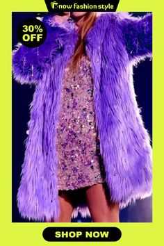 knowfashionstyle Purple Casual Faux Fur Long Outerwear Cardigan Coats Faux Fur Long Sleeve Party Outerwear, Faux Fur Long Sleeve Outerwear For Party, Party Faux Fur Outerwear With Long Sleeves, Long Sleeve Faux Fur Outerwear For Parties, Faux Fur Outerwear For Fall Party, Glamorous Long Sleeve Fur Coat For Winter, Glamorous Fur Coat For Fall Party, Glamorous Long Sleeve Outerwear With Faux Fur Trim, Glamorous Fall Party Fur Coat