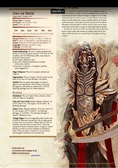 Oni Dnd 5e, Stat Block 5e, 5e Monsters, Homebrew Monsters, Stat Block, Dnd Monster, Monster Manual, Dungeon Master's Guide