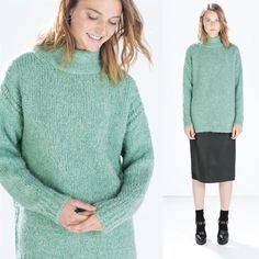 Composition Outer Shell 48% Acrylic, 23% Mohair, 17% Wool, 12% Polyester Green Zara Winter Tops, Zara Green Sweater For Fall, Zara Green Winter Tops, Zara Green Tops For Winter, Zara Green Sweater For Spring, Zara Green Spring Sweater, Tie Sweater, Green Tie, Zara Sweater