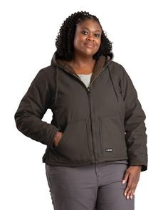 PRICES MAY VARY. Shell: 10 oz. 100% cotton sanded duck Body Lining: Heavyweight sherpa Sleeve Lining: Medium-weight insulation quilted to polyester taffeta Three-piece lined hood with drawstring, hidden rib knit storm cuffs, and extended back for added warmth Pleated elbows, action back, and snap-close side vents for added mobility Heavy-duty brass front zipper and triple-needle stitched main seams hold up to tough tasks Three inside pockets, plus two front pockets, easily store essentials Since Womens Sherpa, Safety Clothing, Sherpa Lined, Three Piece, Medium Weight, Front Zipper, Hooded Jacket, Inside Pocket, Rib Knit