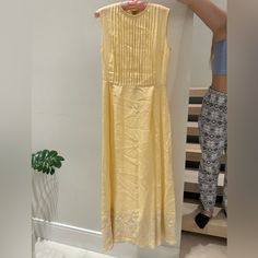 Incredible Quality Was Made Specifically For Me But I Gained Weight I Included Measures In Photos Linen With Lace At The Bottom Perfect For Summer And Vacation Great Condition Worn Carefully Material Is Expensive Open To Offers Linen Long Dress, Long Linen Dress, Gorgeous Dresses, Yellow White, Long Dress, The Incredibles, Womens Dresses, Lace, Yellow