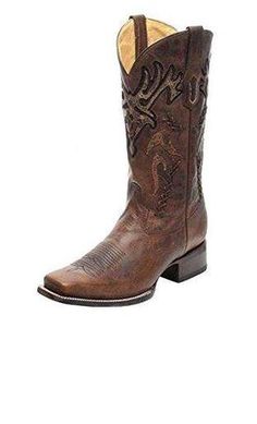 Corral Men's Brown Overlay Woven Square Toe Cowboy Boots - R1416