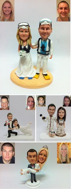 many different pictures of people and their wedding cake toppers