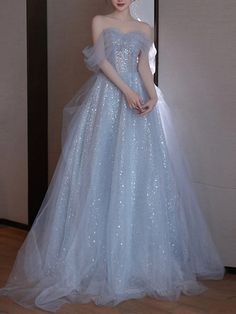 A-Line Party Dresses Elegant Dress Wedding Guest Prom Floor Length Sleeveless Off Shoulder Sequined with Sequin  dress to impress 2024 2024 - $119.99