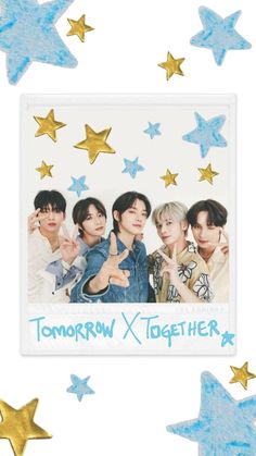 an image of some stars and the words tomorrow x together on it's side