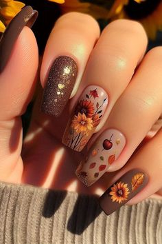 Thanksgiving Nails Design Fall, Thanksgiving Nail Designs, Thanksgiving Nail Art, Nagellack Trends, Fall Nail Trends, Cute Nails For Fall, Short Nails Art, Thanksgiving Nails