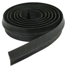 a black rubber door seal strip on a white background