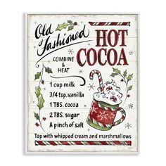 an old fashioned hot cocoa sign