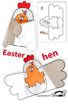 an egg and chicken cut out with the words easter hen