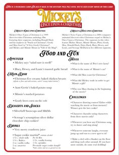 mickey's once upon christmas menu